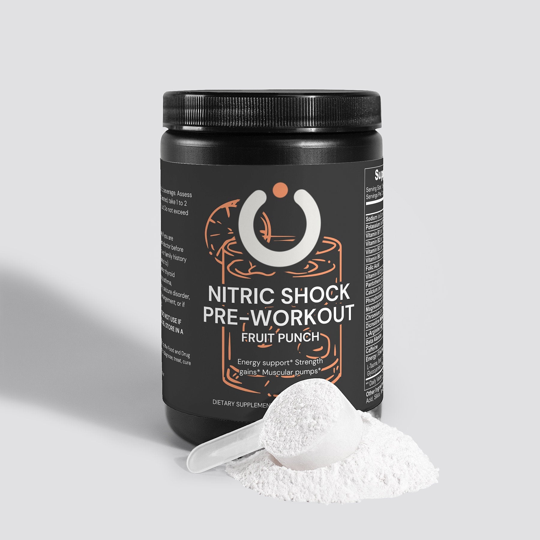 Nitric Shock Pre-Workout Powder, Fruit Punch Flavour - Opt1mum