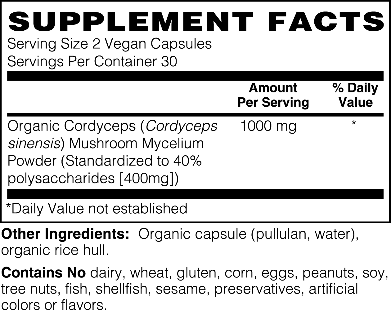 Cordyceps Mushroom, 60 Caps, 500mg Per Cap - Opt1mum