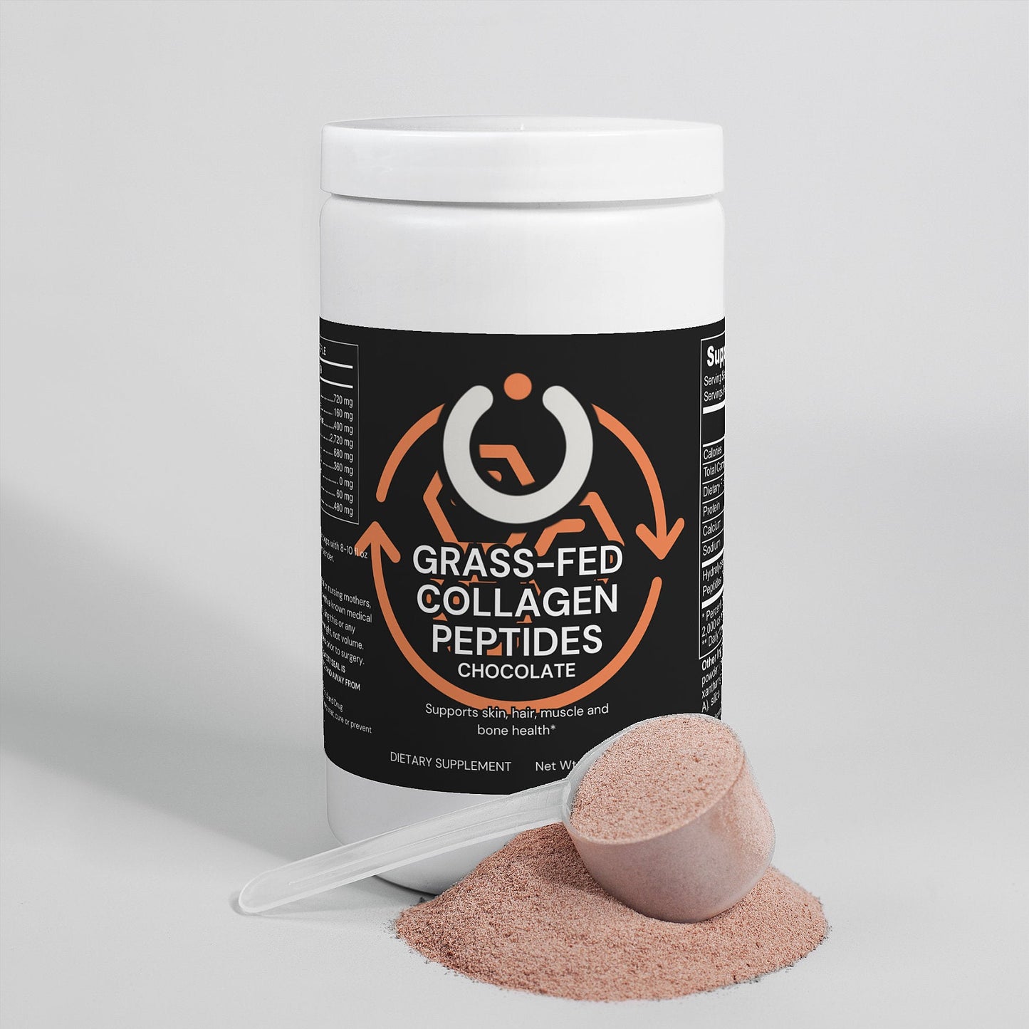 Grass-Fed Collagen Peptides Powder, Chocolate Flavour, 444g - Opt1mum